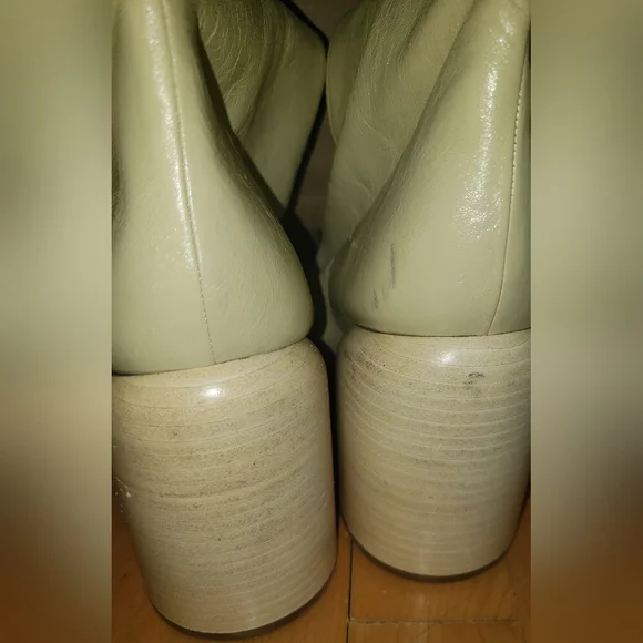 Jil Sander Cream 100% lambskin leather thigh high round toe block heel boots 10 - Picture 11 of 16